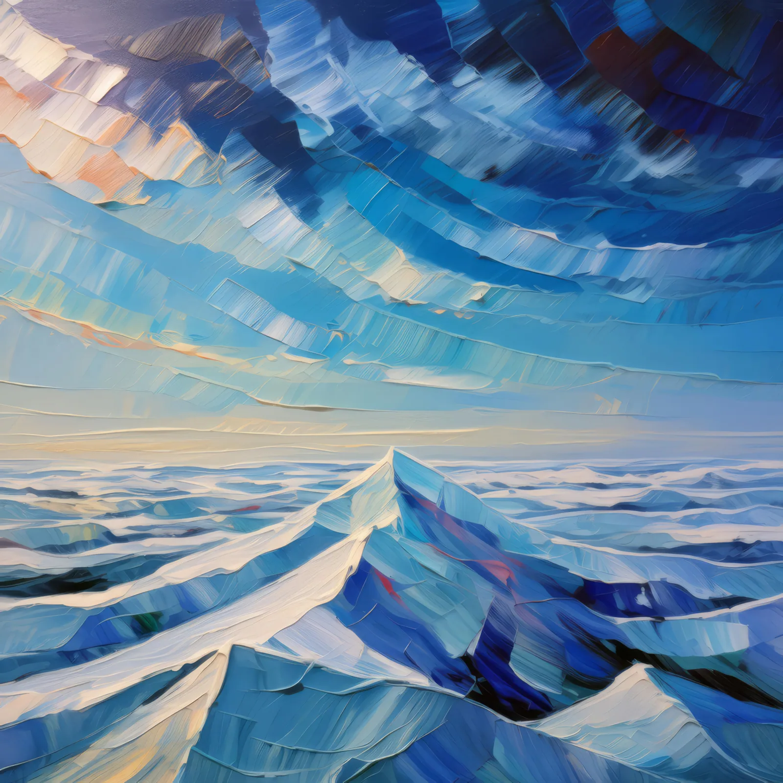 Snowy Ice Cap, a palette-knife oil landscape by Emma Mickelberg