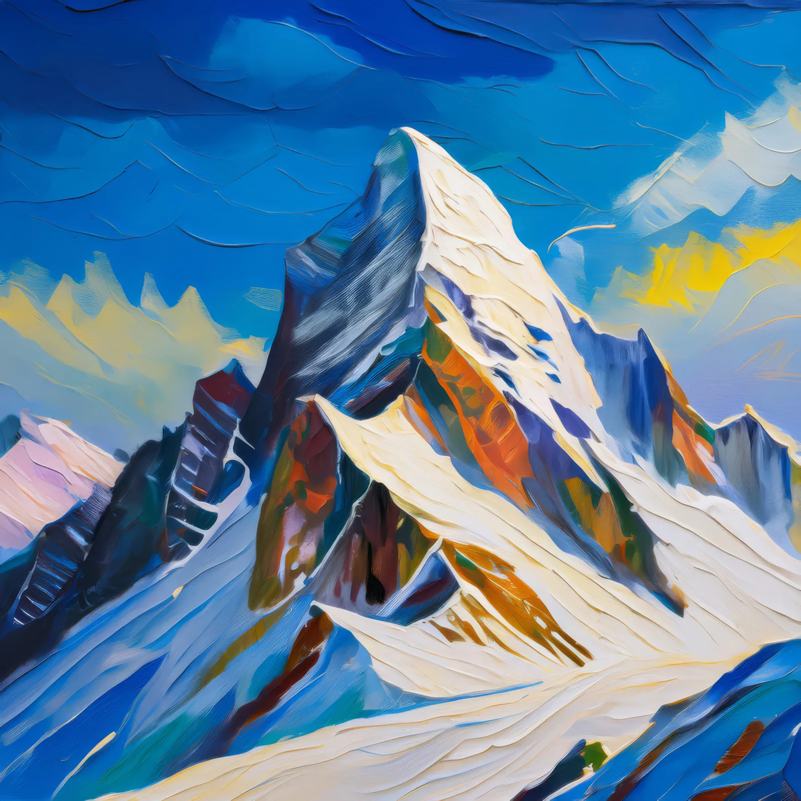 Snowy Ridge Line, a palette-knife oil landscape by Emma Mickelberg