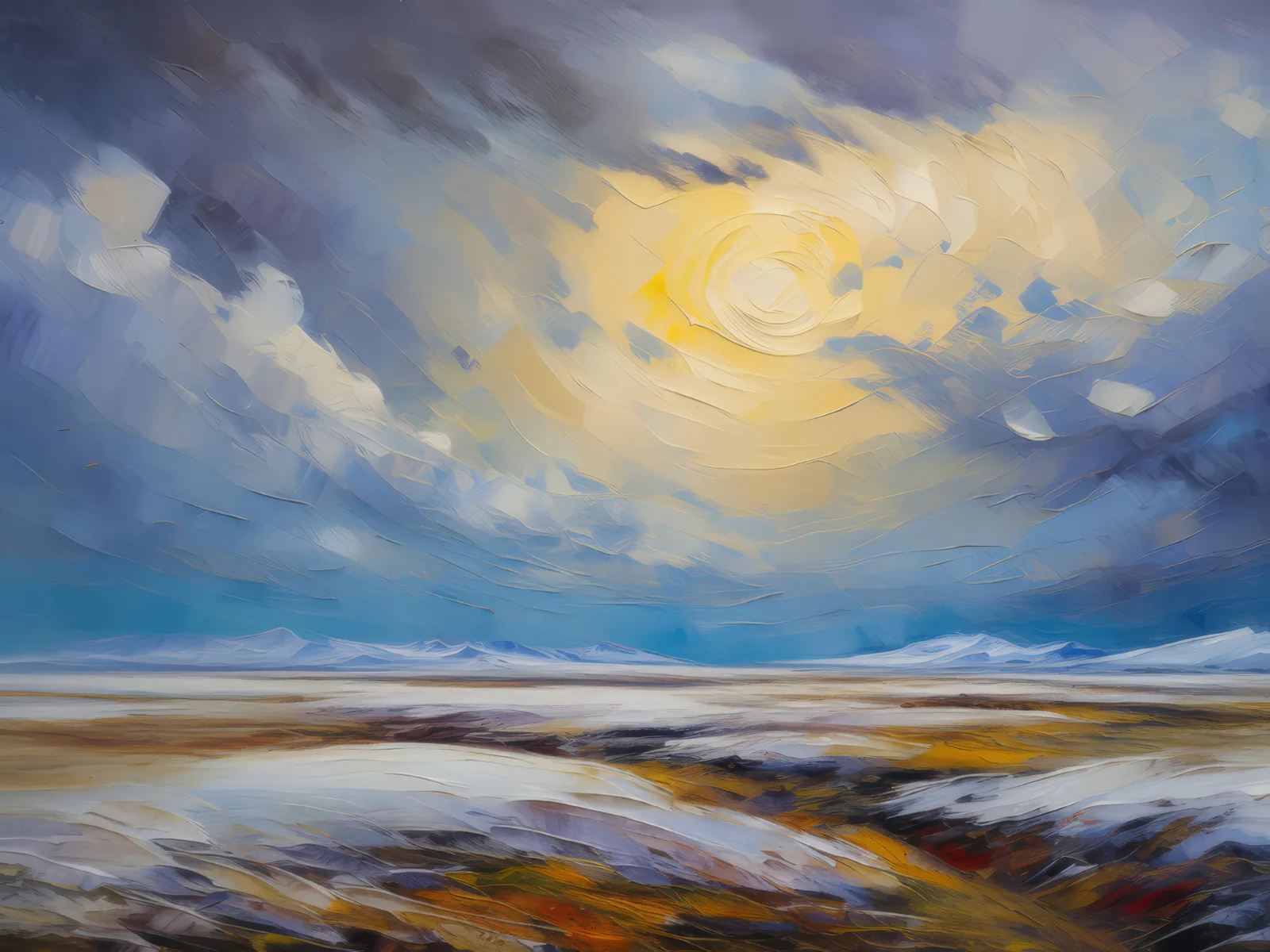 Solitude of Arctic Flatlands, a palette-knife oil landscape by Emma Mickelberg