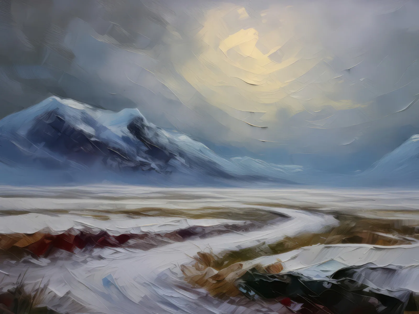 Solitude of Boreal Desert, a palette-knife oil landscape by Emma Mickelberg
