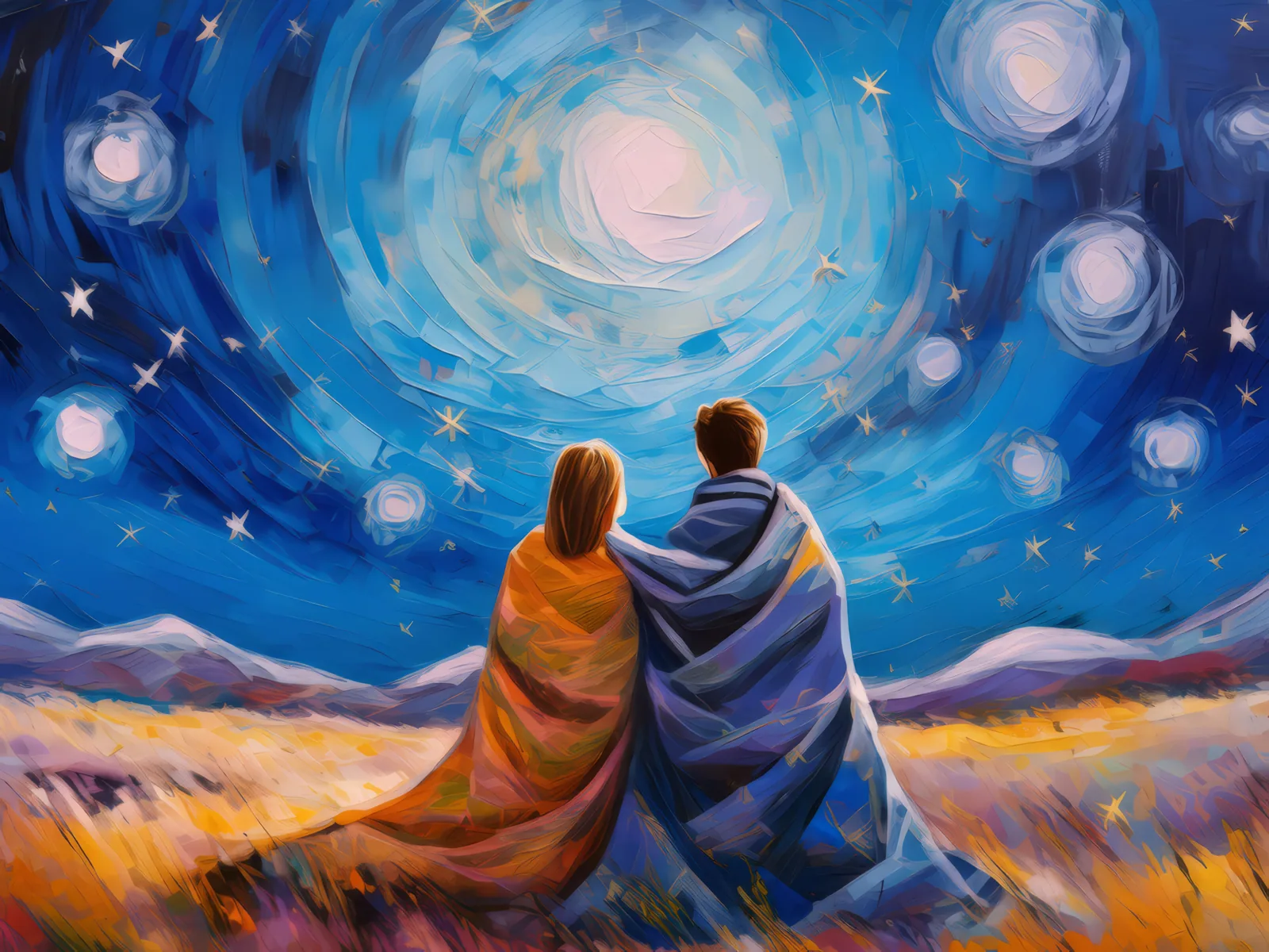 Stargazing in the Tundra, a palette-knife oil landscape by Emma Mickelberg