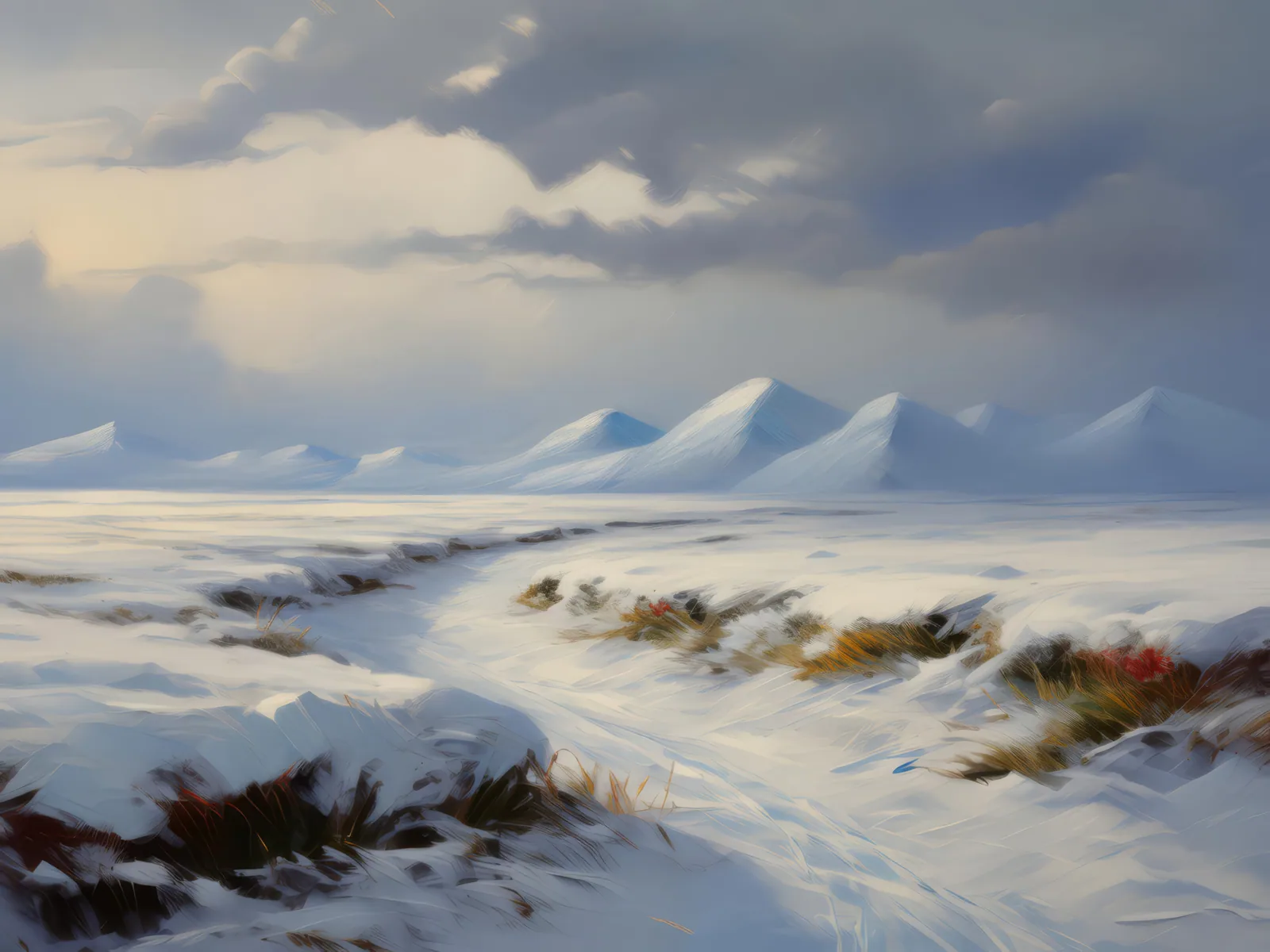 Stark White Wilderness, a palette-knife oil landscape by Emma Mickelberg