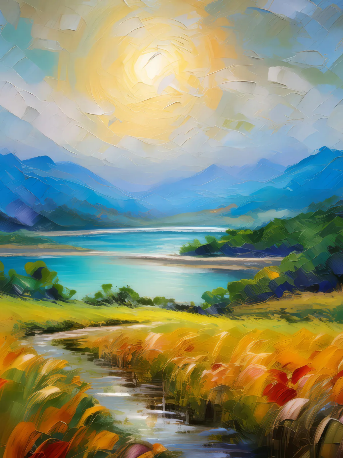 Steppe Mirage Illusion, a palette-knife oil landscape by Emma Mickelberg