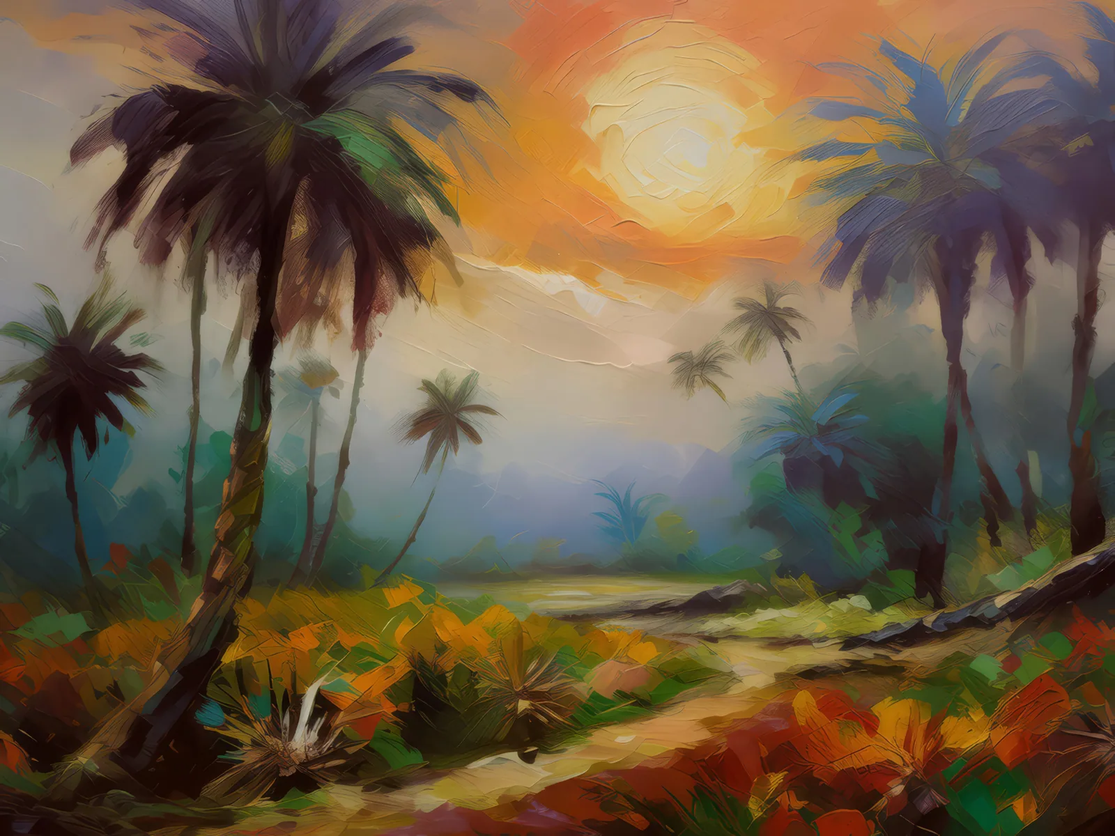 Steppe Wildfire Smoke, a palette-knife oil landscape by Emma Mickelberg