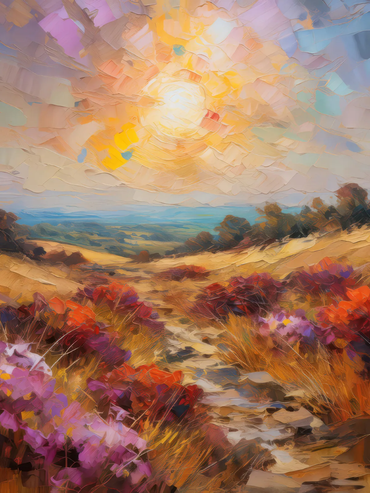 Summer Heat on the Moor, a palette-knife oil landscape by Emma Mickelberg