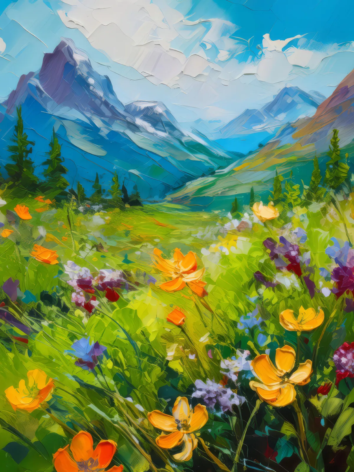 Summer in Tundra, a palette-knife oil landscape by Emma Mickelberg