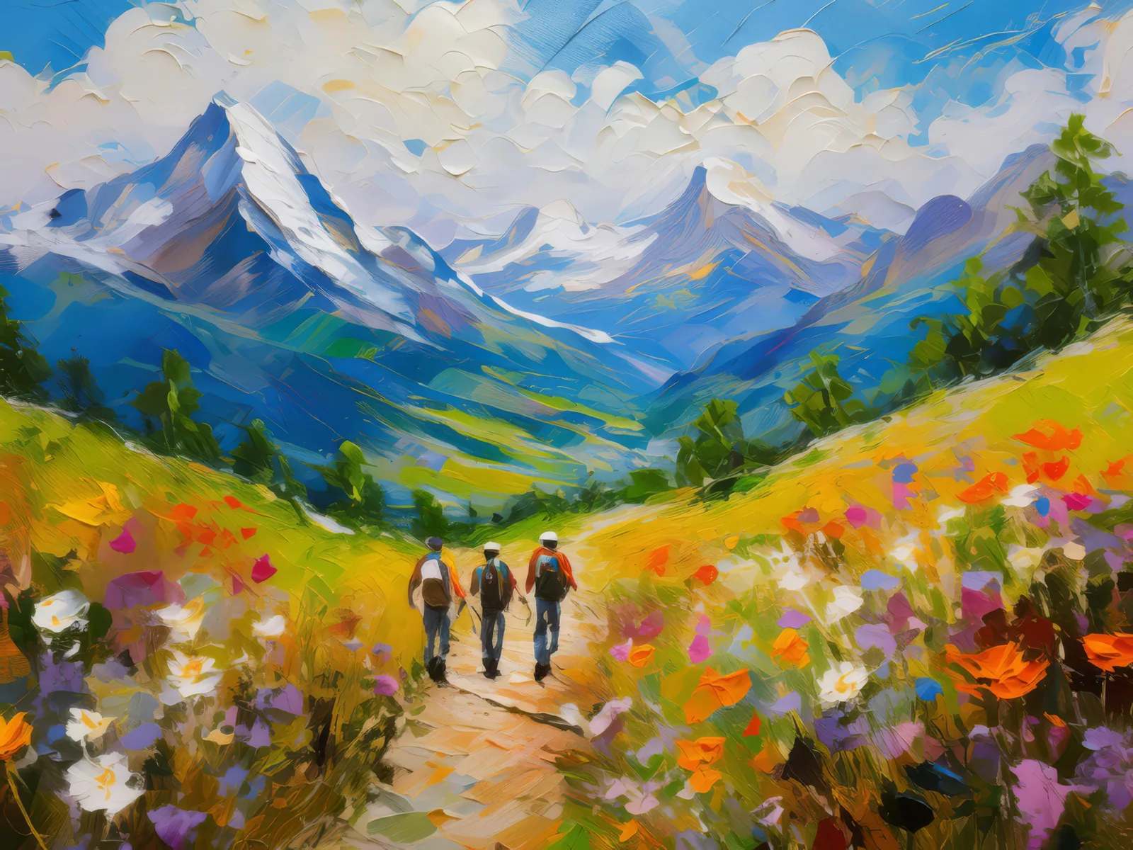 Summer Mountain Trail, a palette-knife oil landscape by Emma Mickelberg