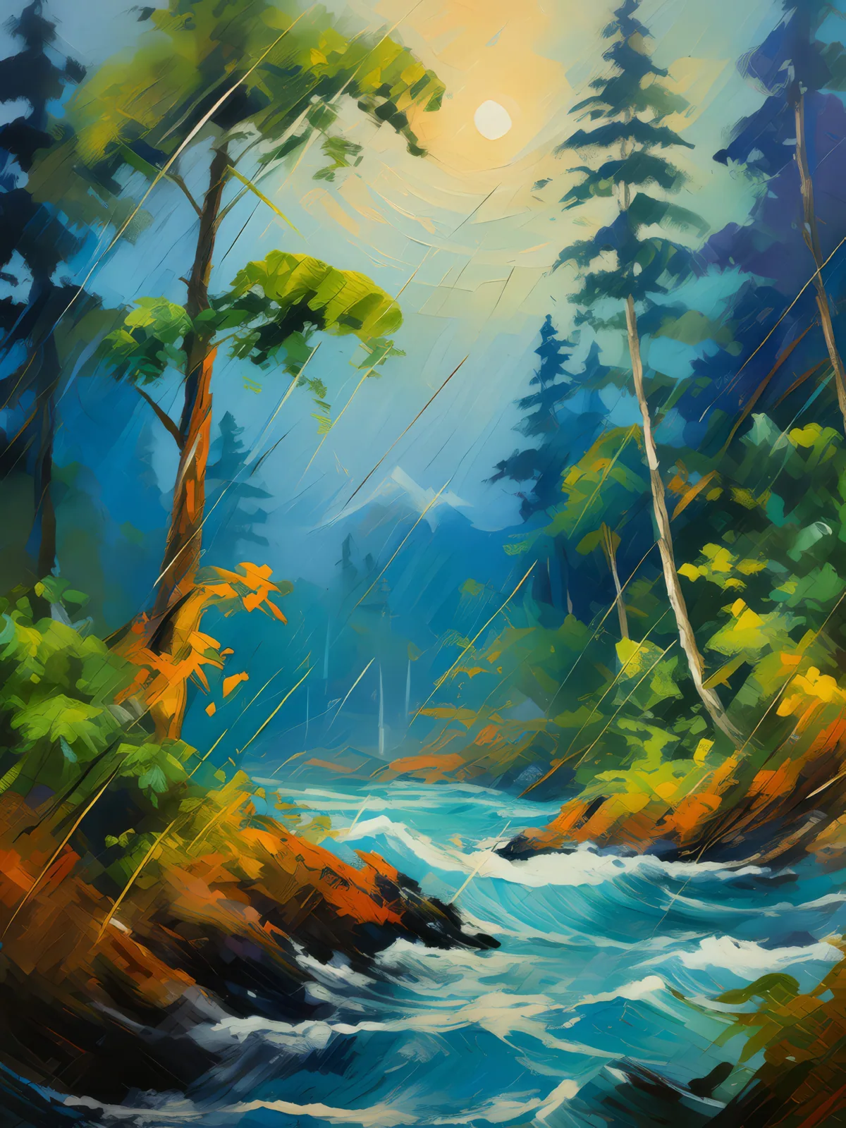 Symphony of Boreal Winds, a palette-knife oil landscape by Emma Mickelberg