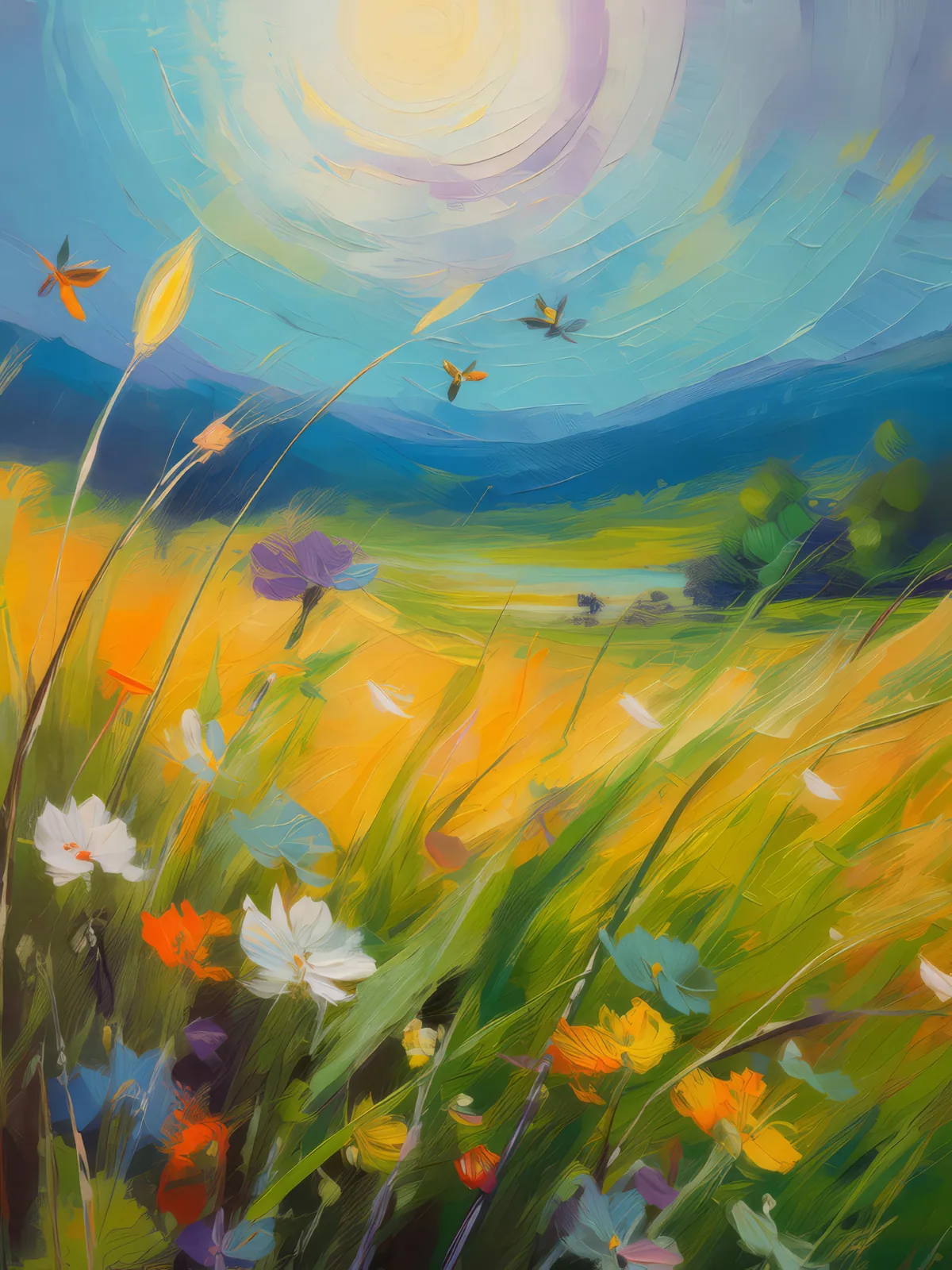 Temperate Grassland Lullaby, a palette-knife oil landscape by Emma Mickelberg
