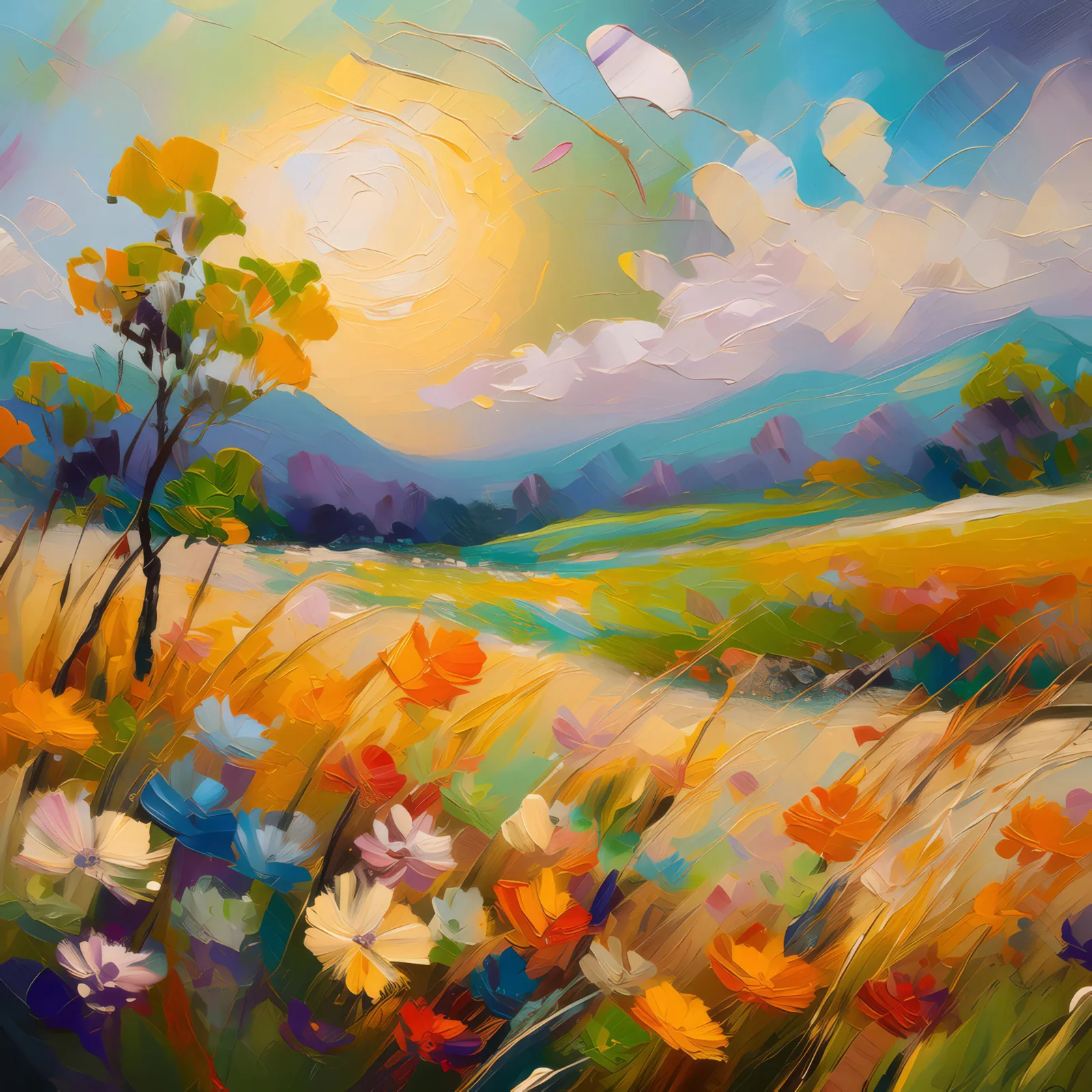 Temperate Grassland Opus, a palette-knife oil landscape by Emma Mickelberg