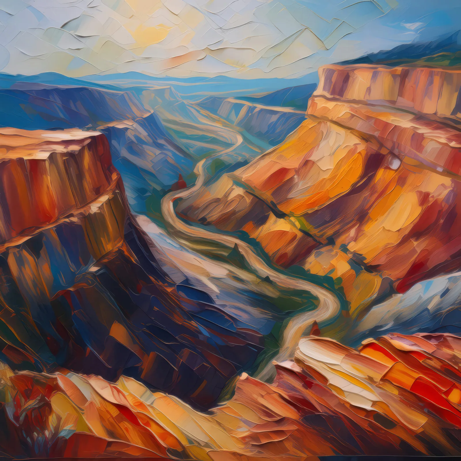 Timeless Crag Tapestry, a palette-knife oil landscape by Emma Mickelberg