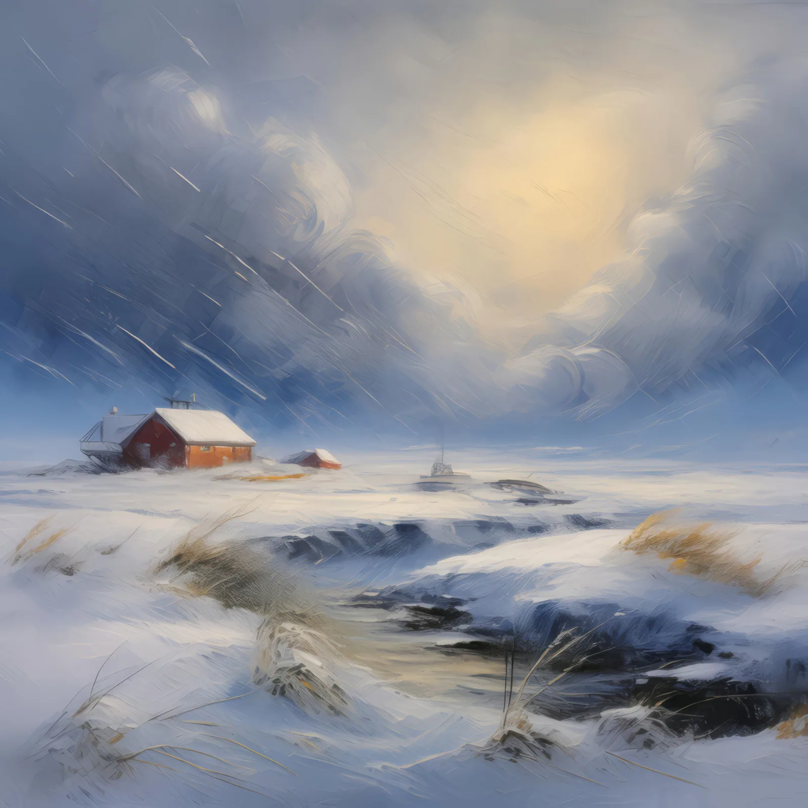 Tundra Blizzard Fury, a palette-knife oil landscape by Emma Mickelberg