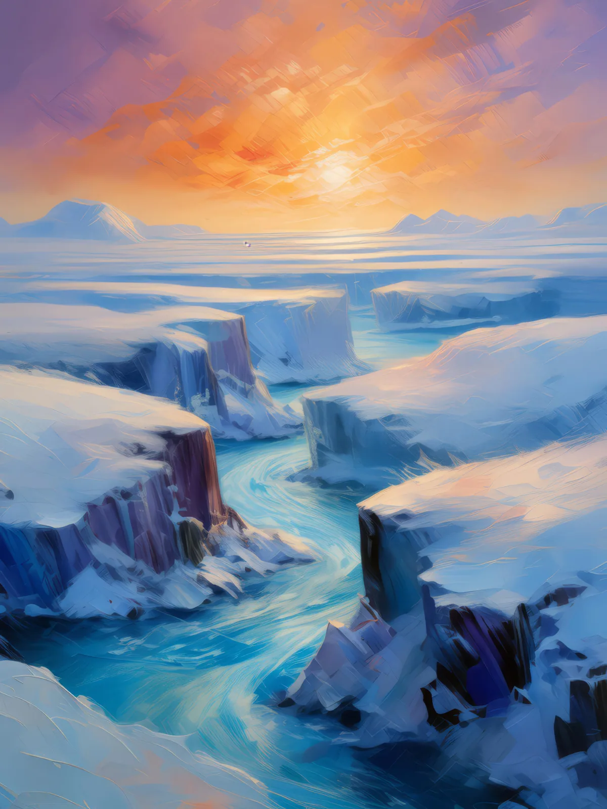 Tundra's Frosty Breath, a palette-knife oil landscape by Emma Mickelberg