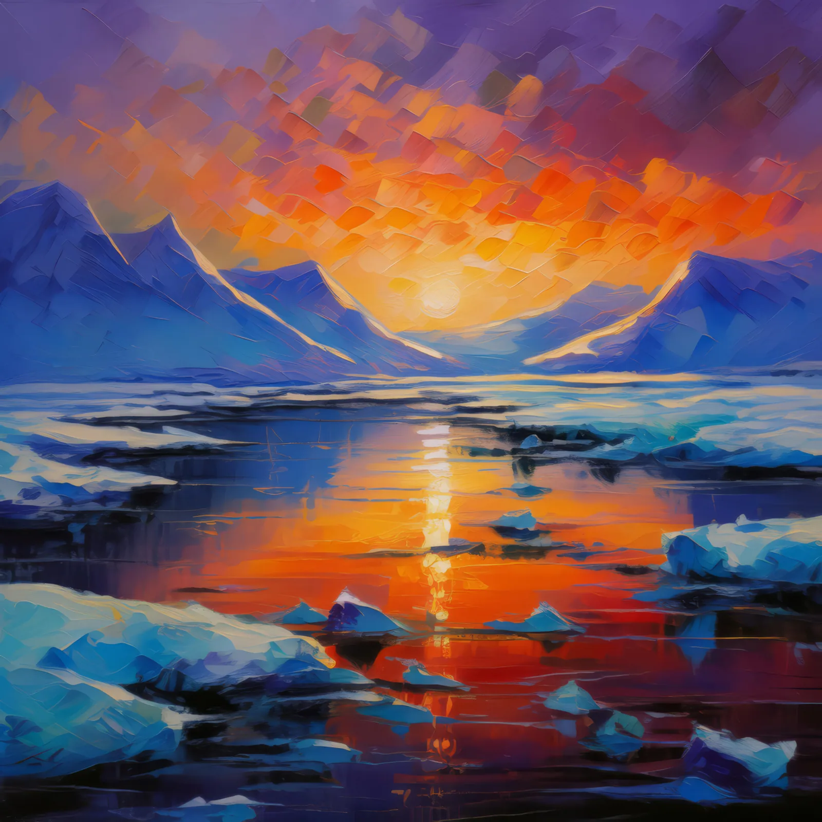 Twilight's Last Gleaming, a palette-knife oil landscape by Emma Mickelberg