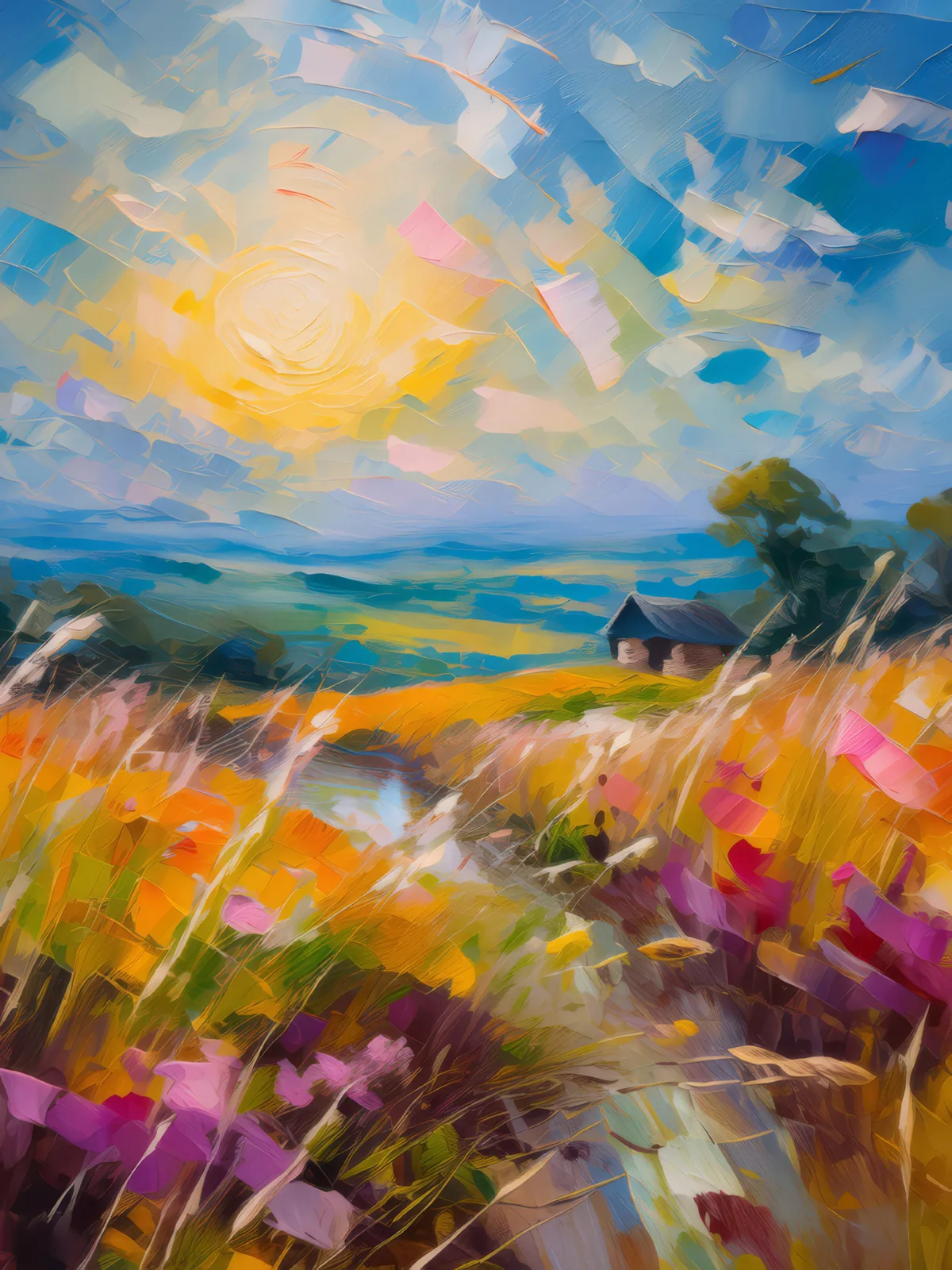 Whispers of Ancient Moor, a palette-knife oil landscape by Emma Mickelberg