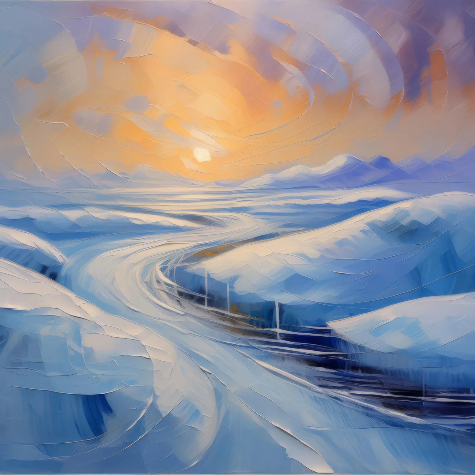 Whispers of Arctic Wind, a palette-knife oil landscape by Emma Mickelberg