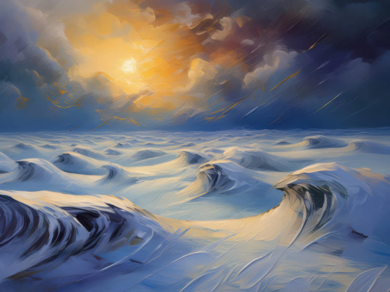 Whispers of Arctic Winds, a palette-knife oil landscape by Emma Mickelberg