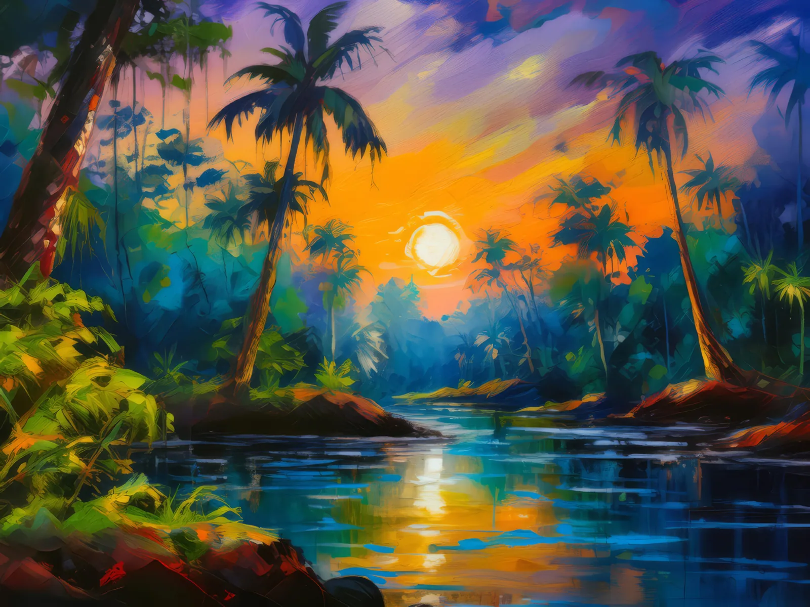 Whispers of the Boreal Twilight, a palette-knife oil landscape by Emma Mickelberg