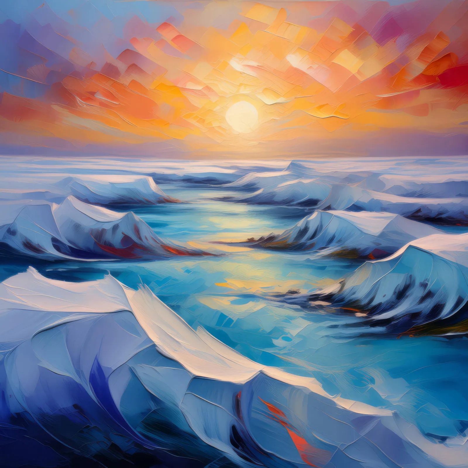 Whispers of the Polar Wind, a palette-knife oil landscape by Emma Mickelberg