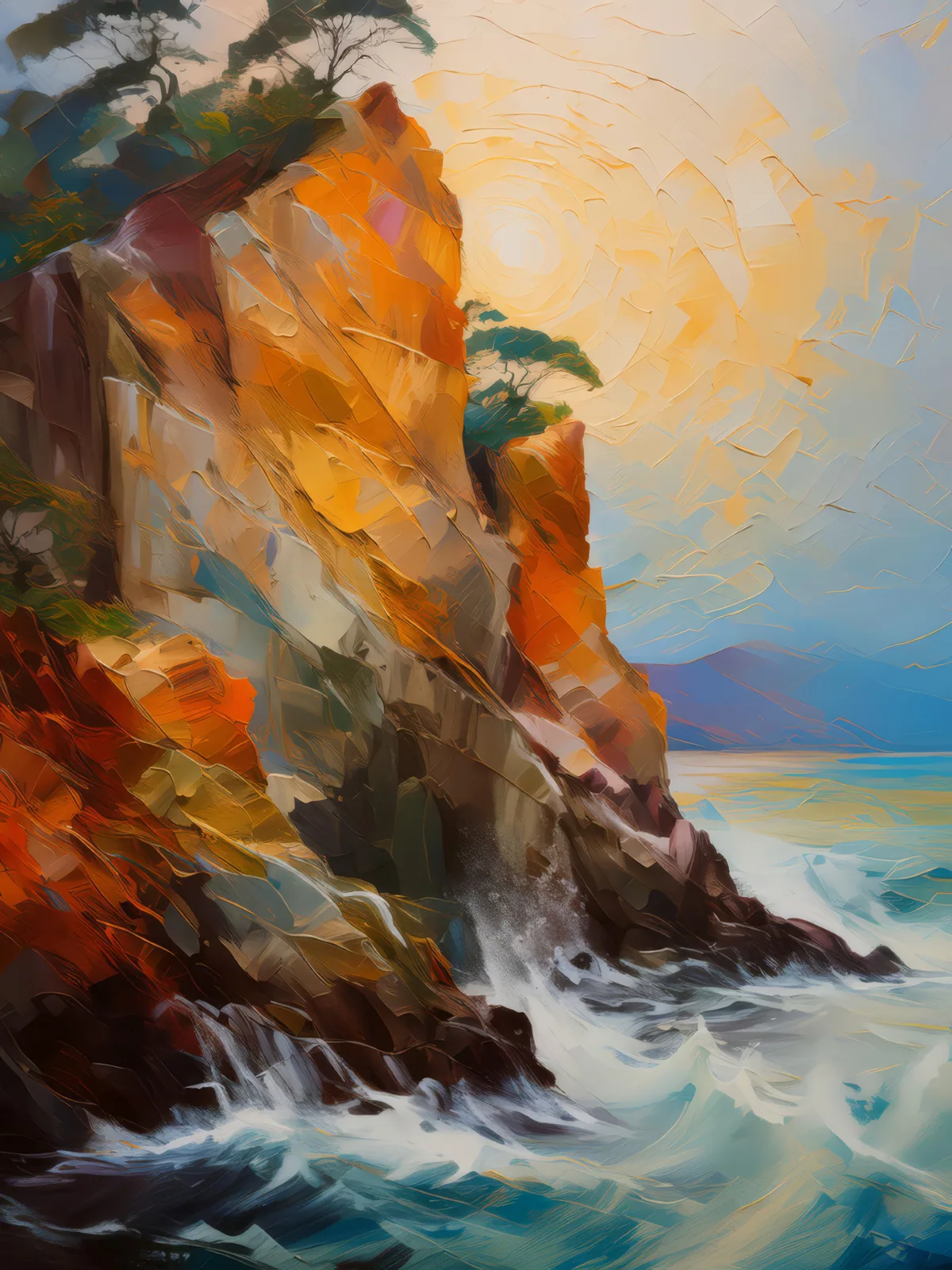 Whispers of the Wind-Worn Crag, a palette-knife oil landscape by Emma Mickelberg