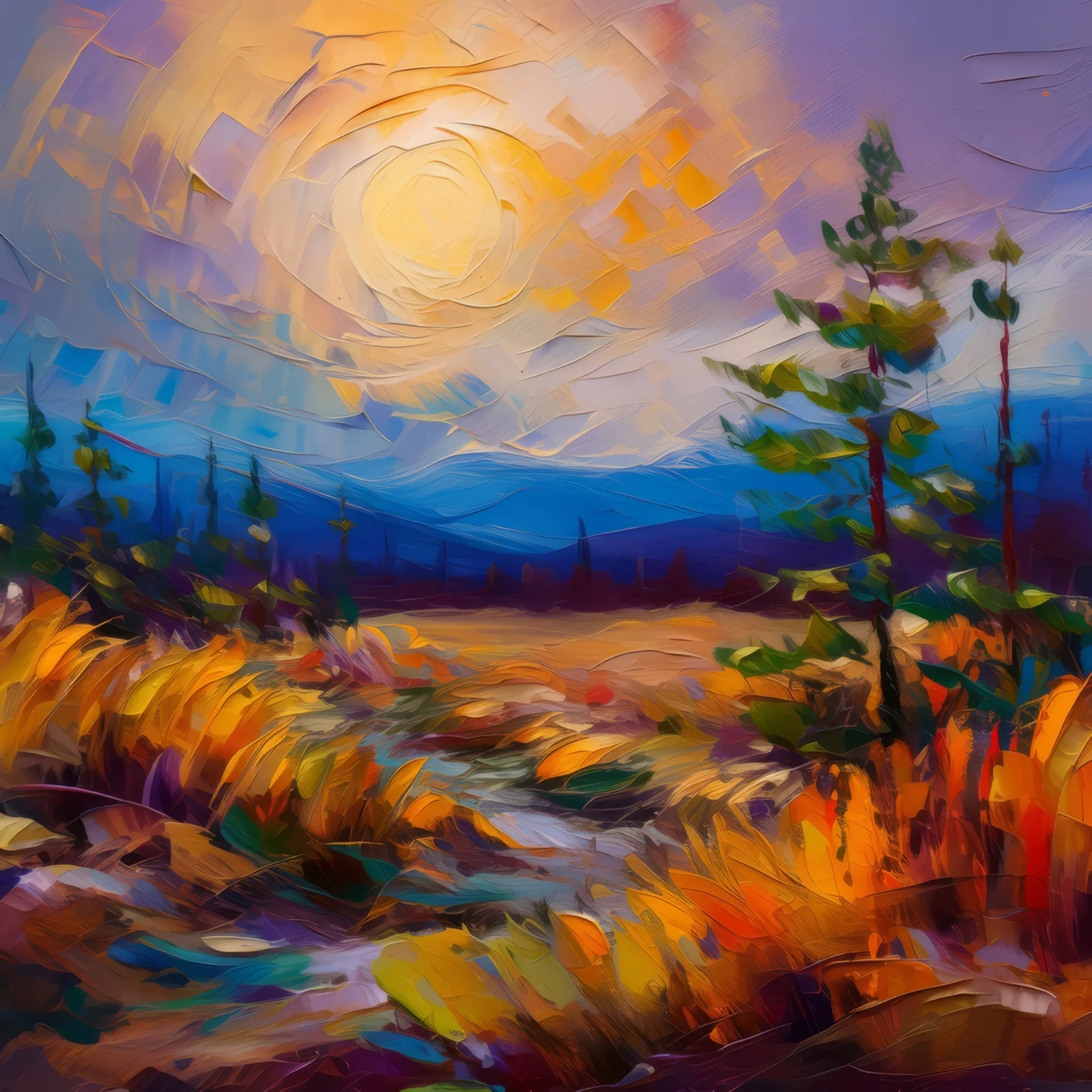 Whispers of Wind in Boreal, a palette-knife oil landscape by Emma Mickelberg