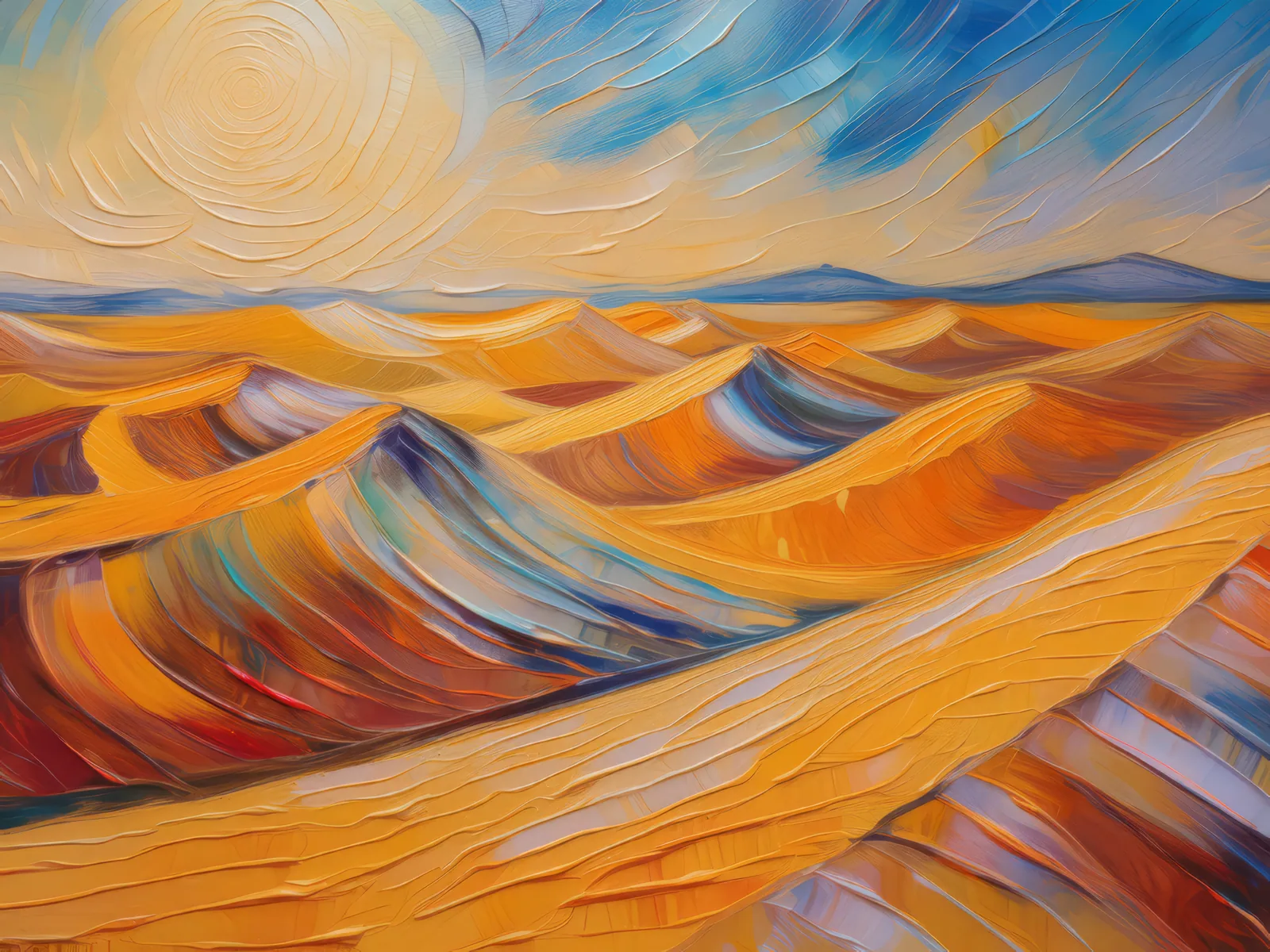 Wind Sculpted Sand, a palette-knife oil landscape by Emma Mickelberg