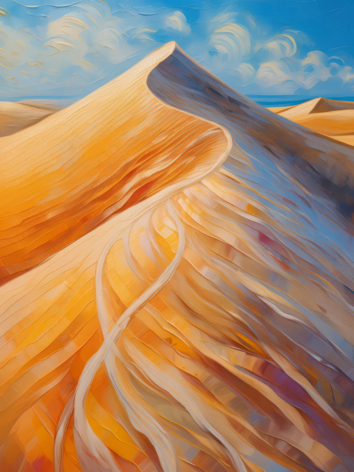 Wind-Swept Dune Crest, a palette-knife oil landscape by Emma Mickelberg
