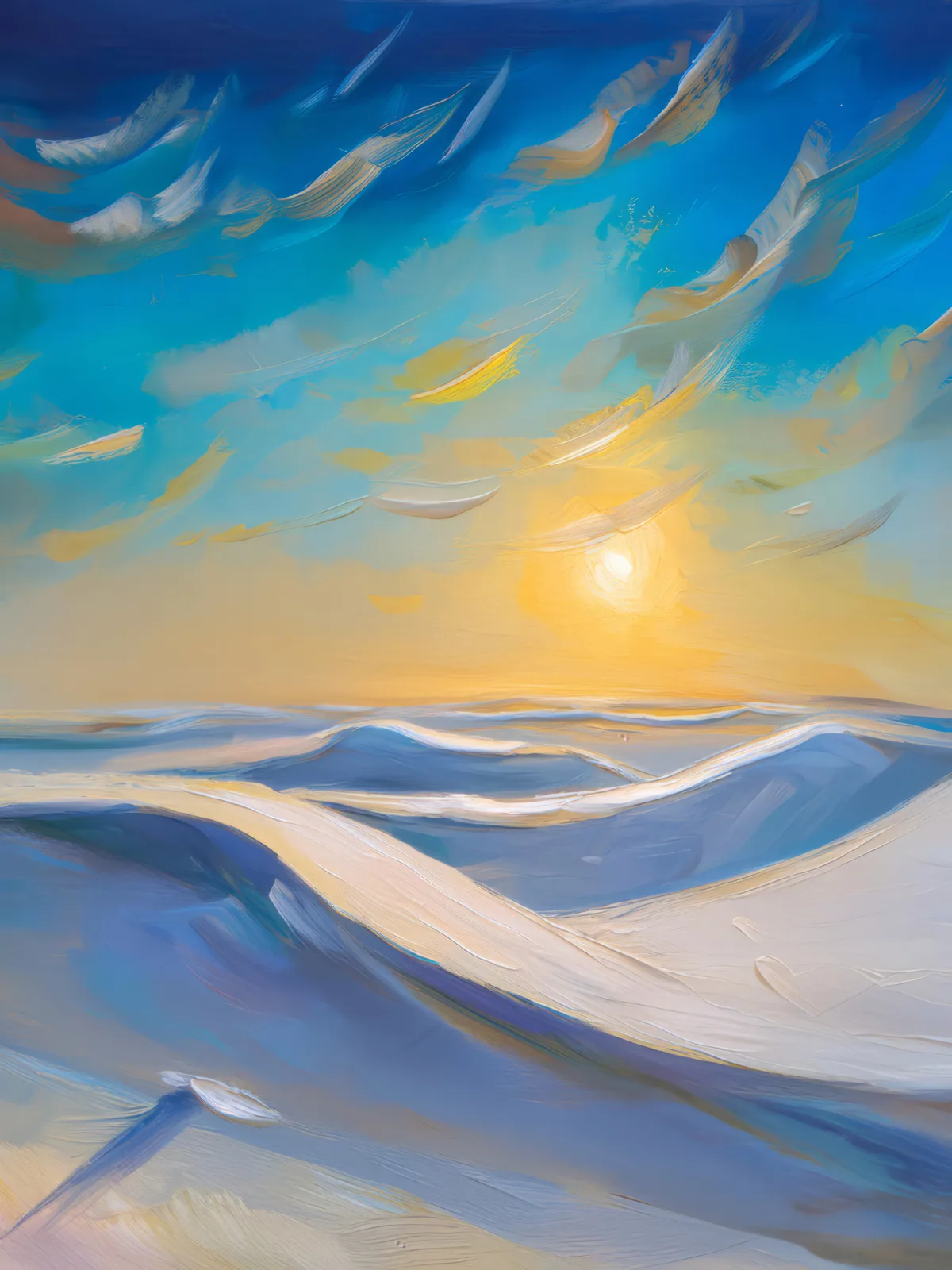 Wind-Swept Polar Desert, a palette-knife oil landscape by Emma Mickelberg