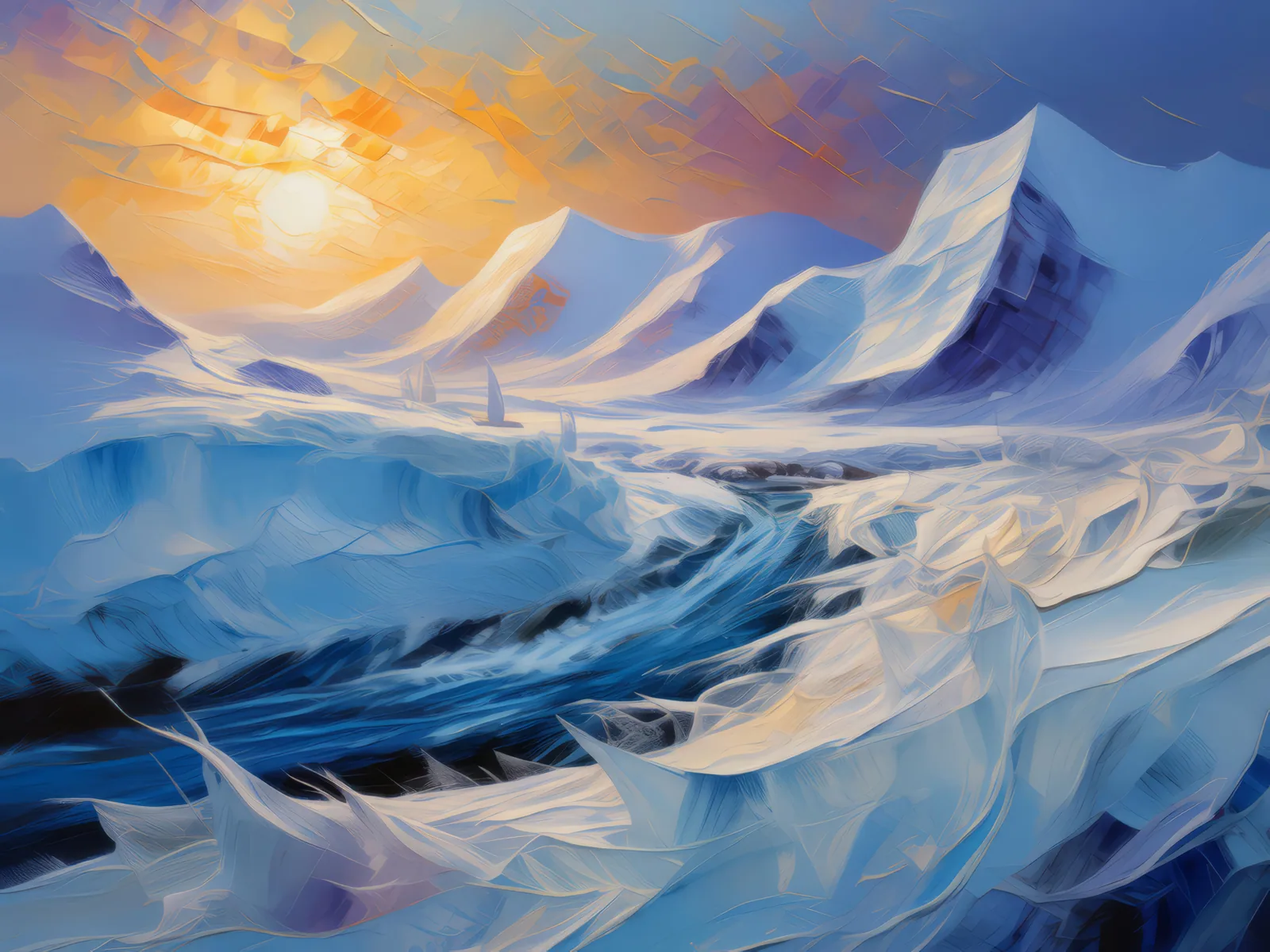 Wind-Swept Polar Tundra, a palette-knife oil landscape by Emma Mickelberg