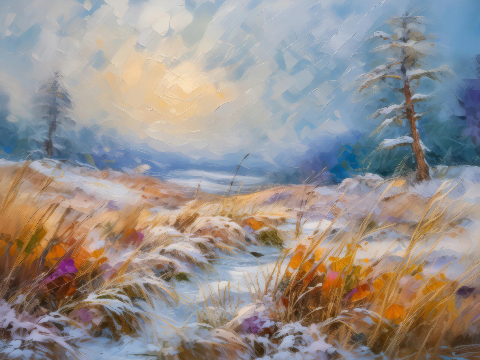 Winter's Grip on the Moor, a palette-knife oil landscape by Emma Mickelberg
